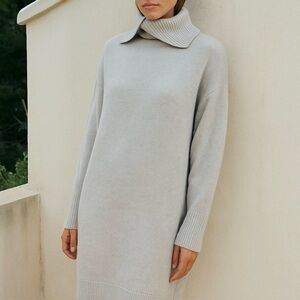 DOROTHEE SCHUMACHER Virgin Wool and Cashmere Cowl Neck Long Sweater